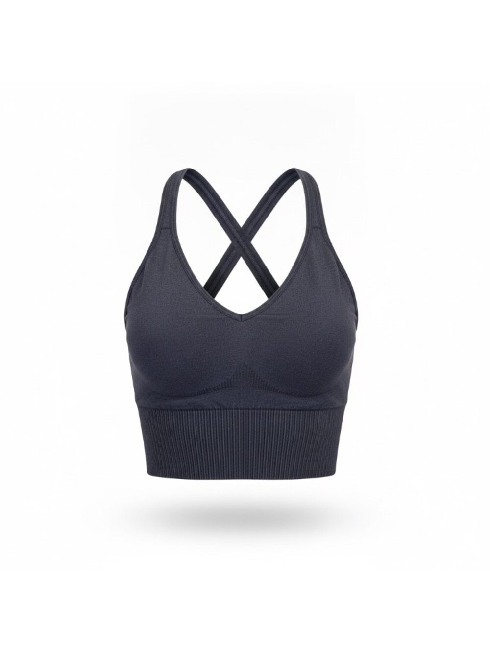 Free People Movement Womens Navy Blue Ribbed Sports Bra Stretchy Size M/L